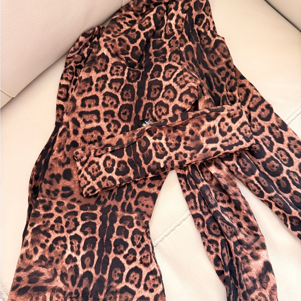 naked wardrobe Brown Leopard Print Long-Sleeve Jumpsuit - Picture 4 of 6